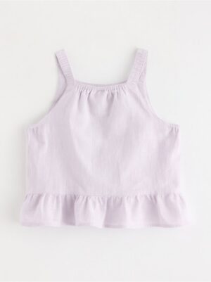 Tank top in linen blend  with flounce - 3000613-9959