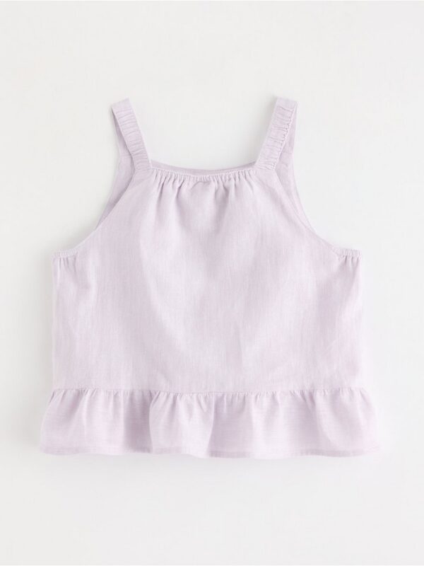 Tank top in linen blend  with flounce - 3000613-9959