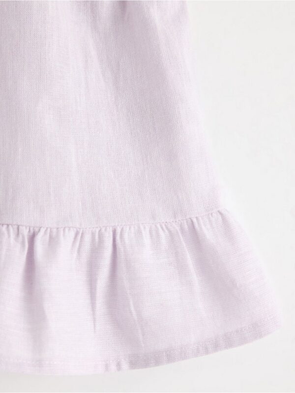 Tank top in linen blend  with flounce - 3000613-9959