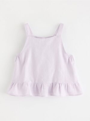 Tank top in linen blend  with flounce - 3000613-9959