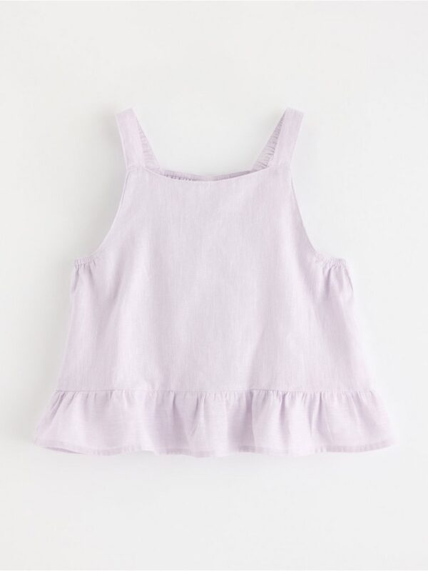 Tank top in linen blend  with flounce - 3000613-9959