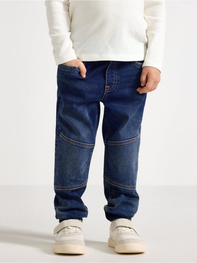 WILMER wide leg jeans in denim jersey with reinforced knees - 3001803-790