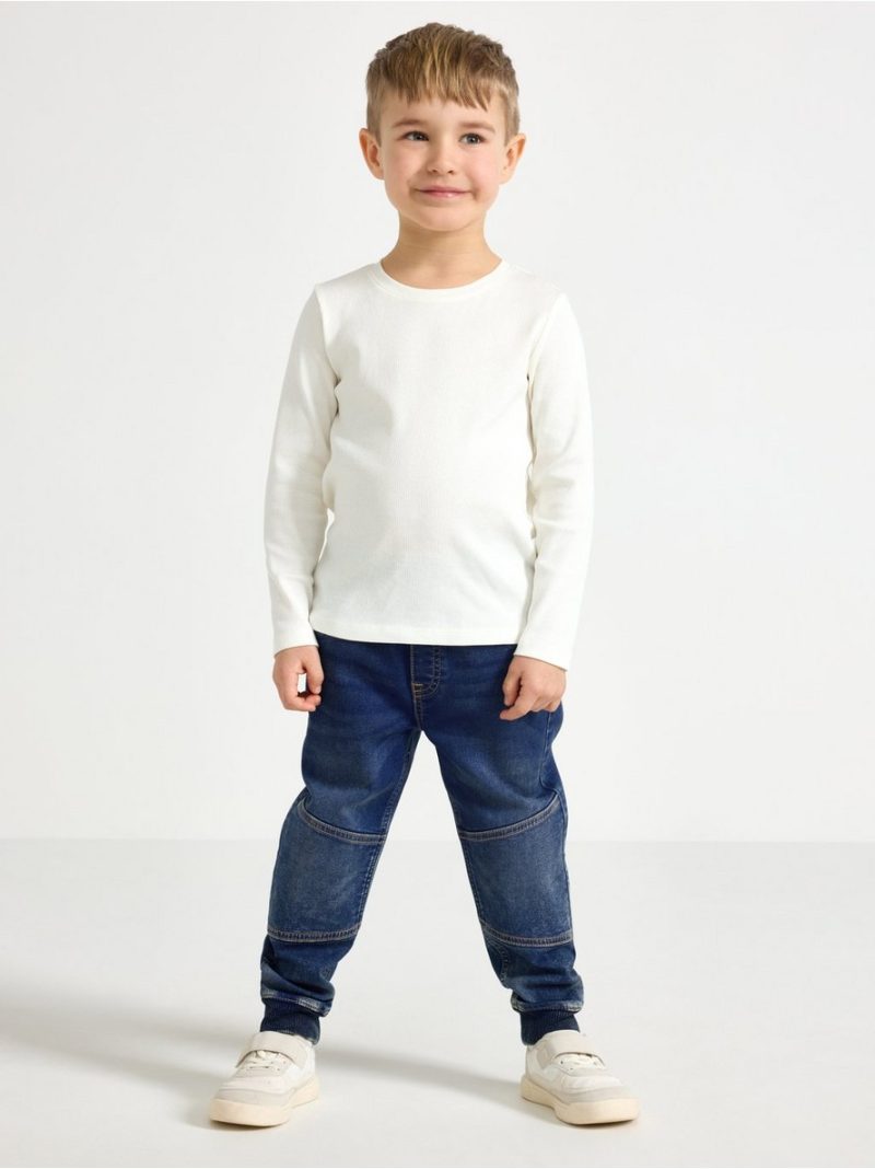 WILMER wide leg jeans in denim jersey with reinforced knees - 3001803-790