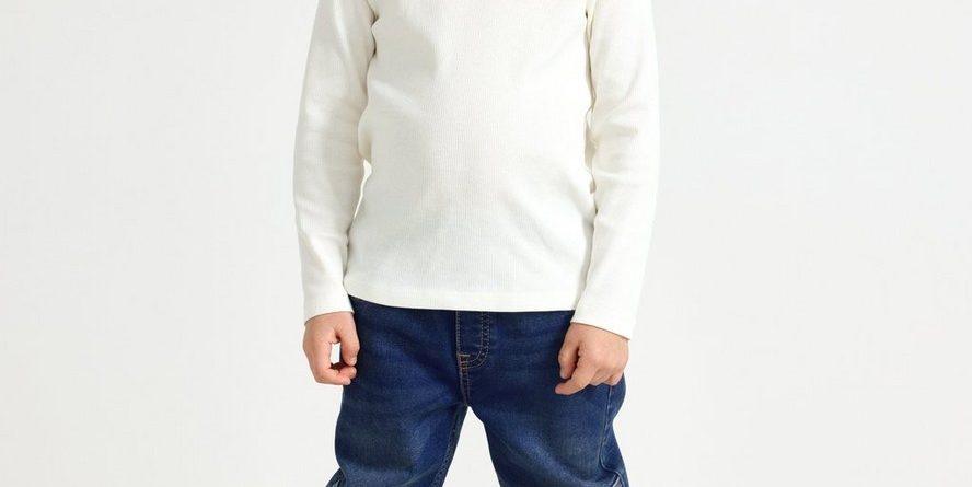 WILMER wide leg jeans in denim jersey with reinforced knees - 3001803-790