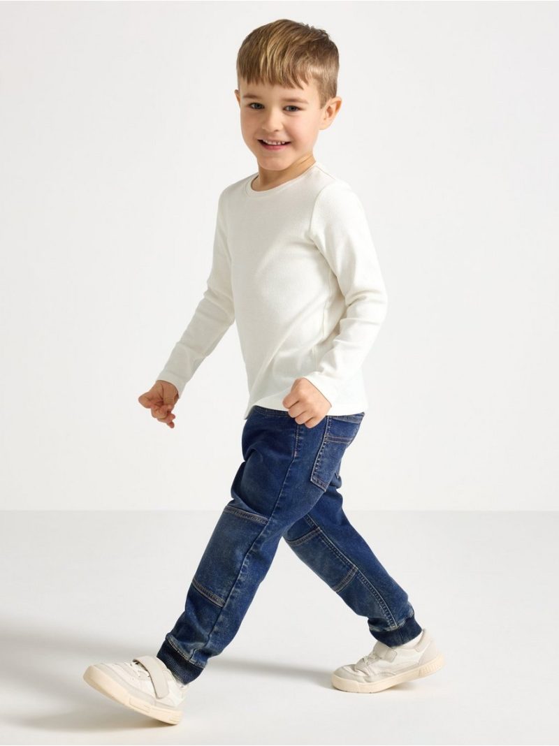 WILMER wide leg jeans in denim jersey with reinforced knees - 3001803-790