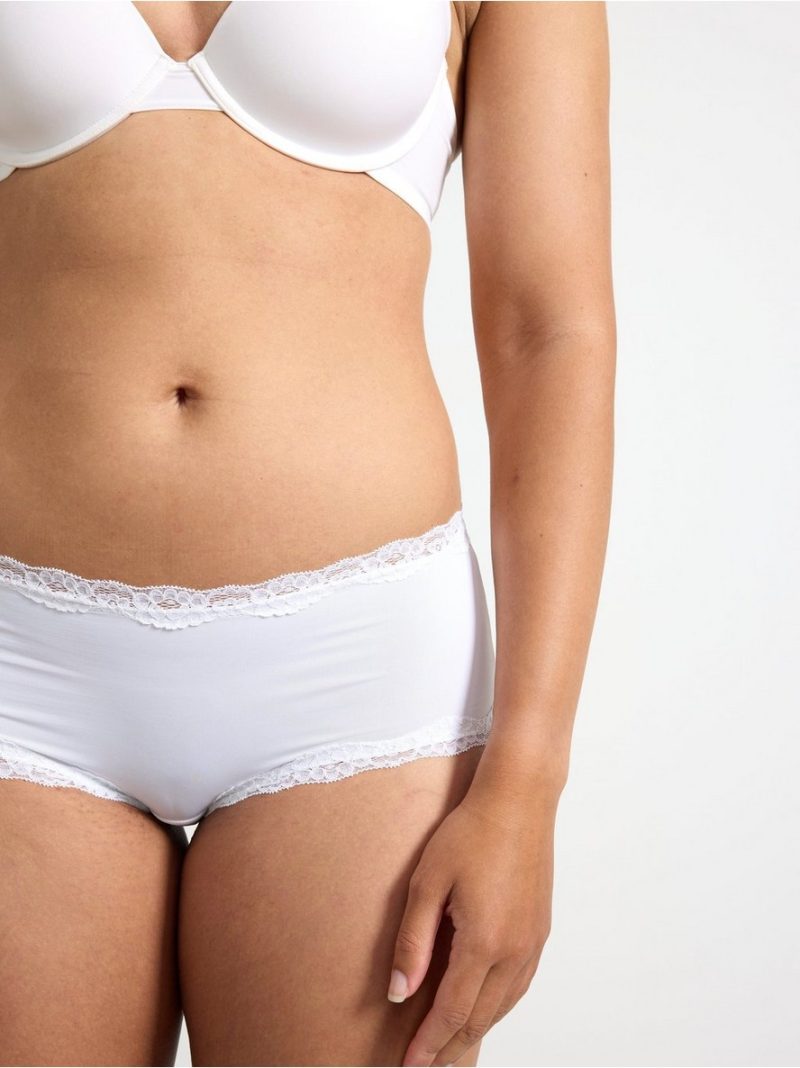 Regular waist briefs with lace trim - 3001868-70
