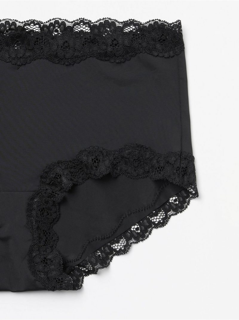 Regular waist briefs with lace trim - 3001868-80