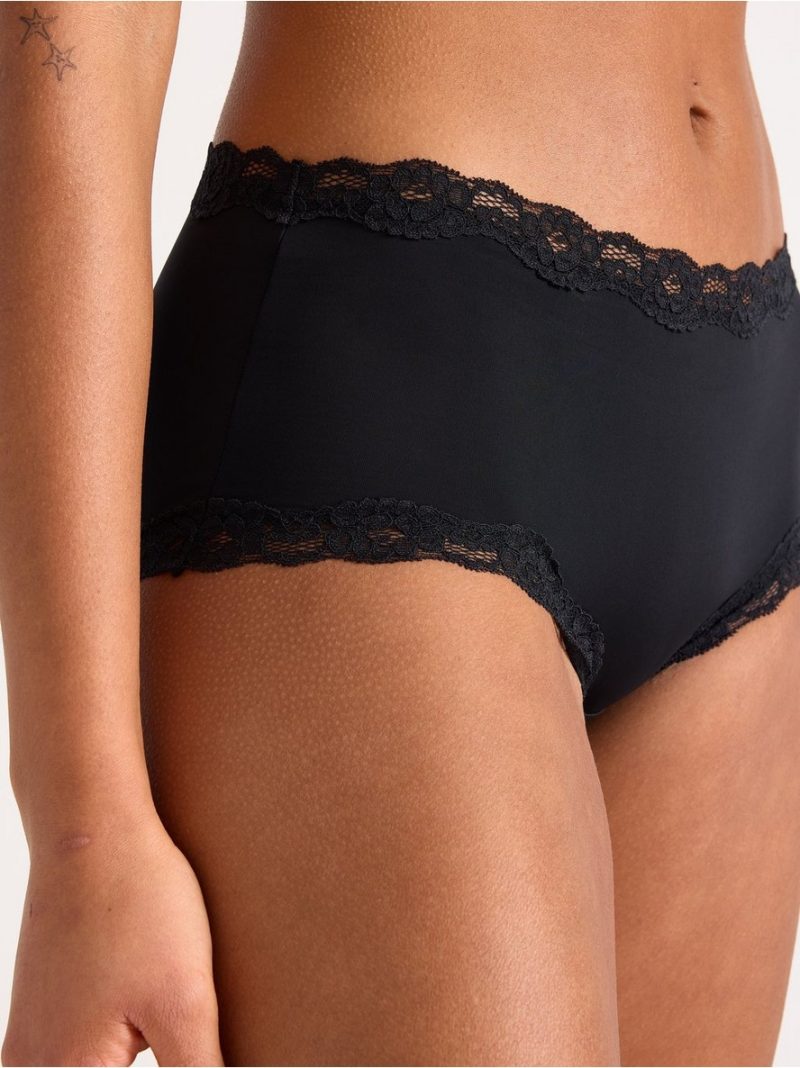 Regular waist briefs with lace trim - 3001868-80