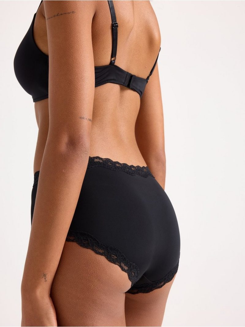 Regular waist briefs with lace trim - 3001868-80