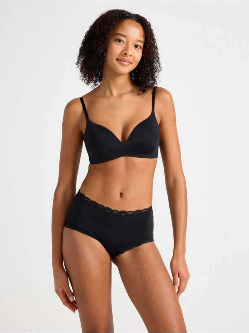 Regular waist briefs with lace trim - 3001868-80