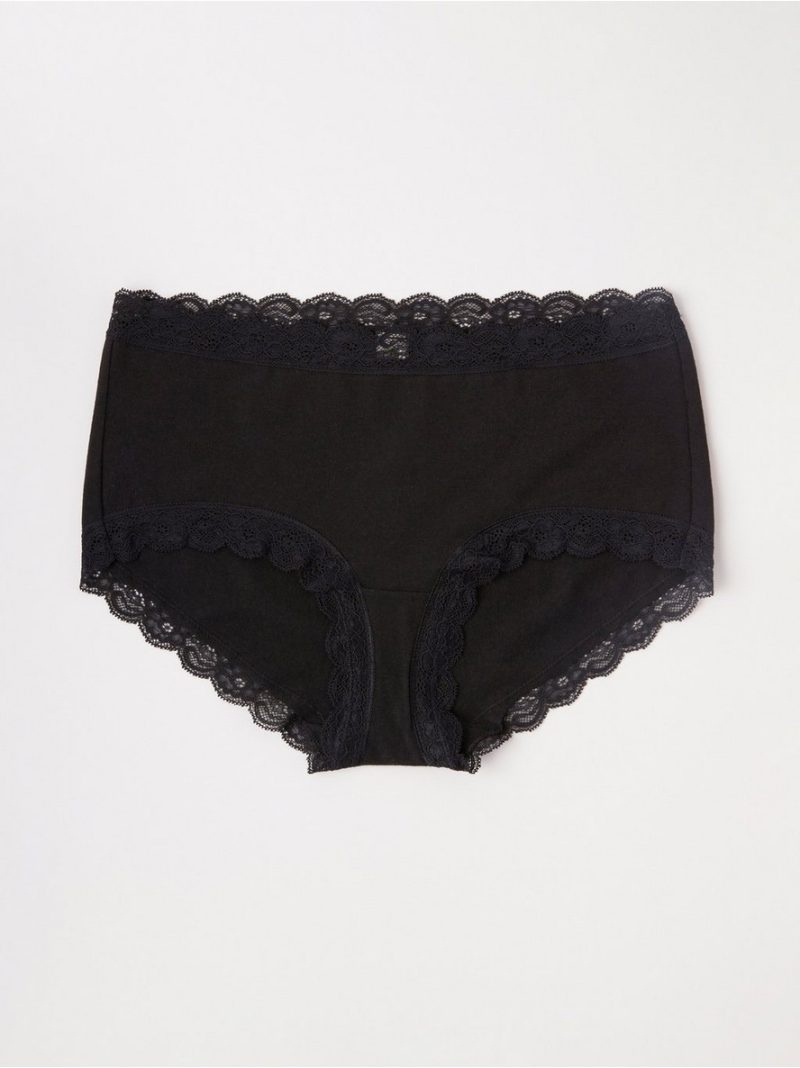 Regular waist brief with lace trim - 3001929-80