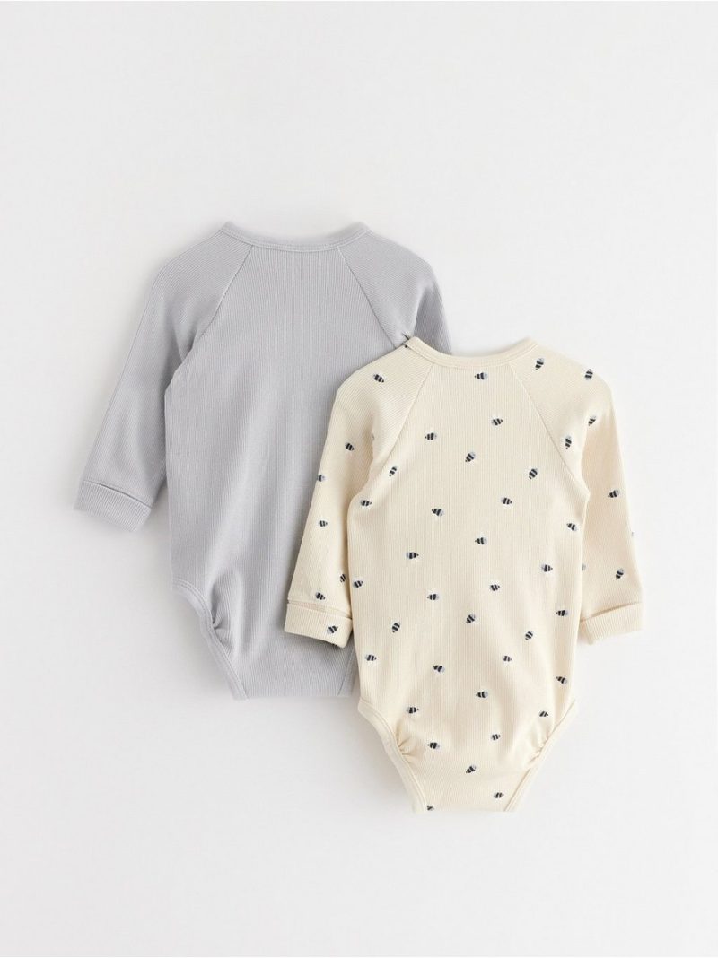 2-pack ribbed wrap bodysuits - 3002125-7954