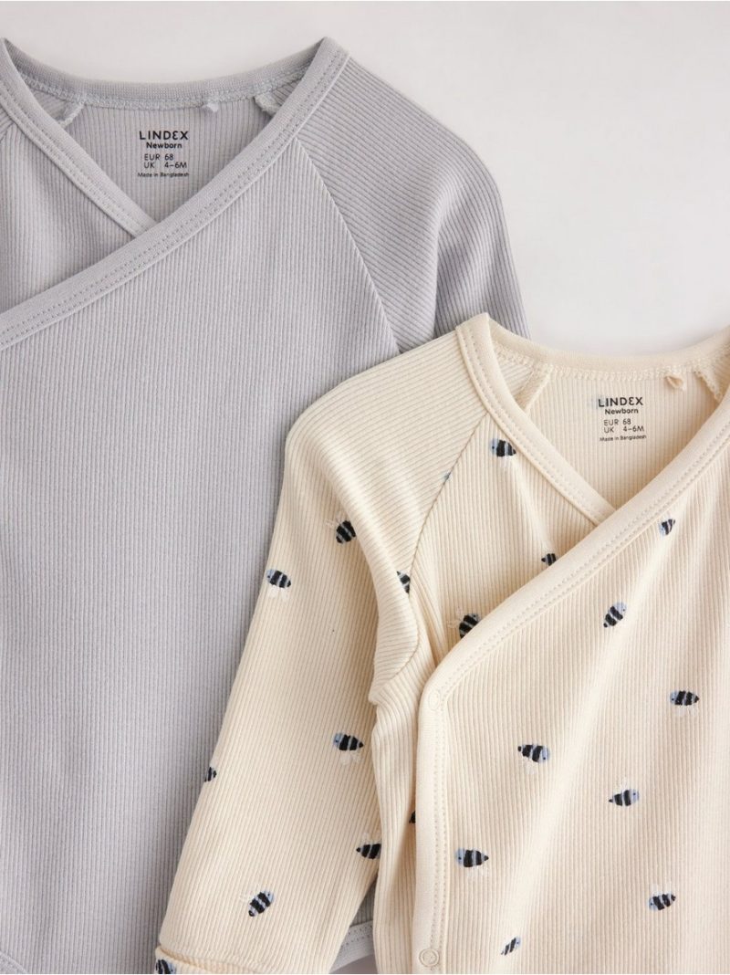 2-pack ribbed wrap bodysuits - 3002125-7954