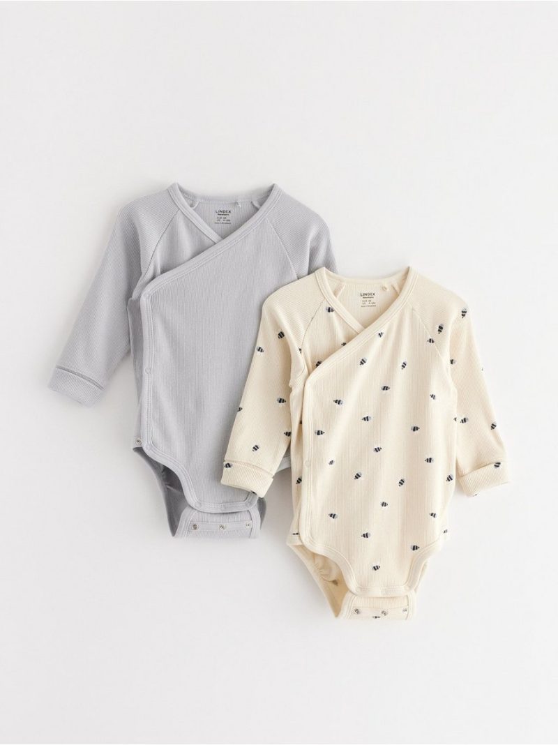 2-pack ribbed wrap bodysuits - 3002125-7954