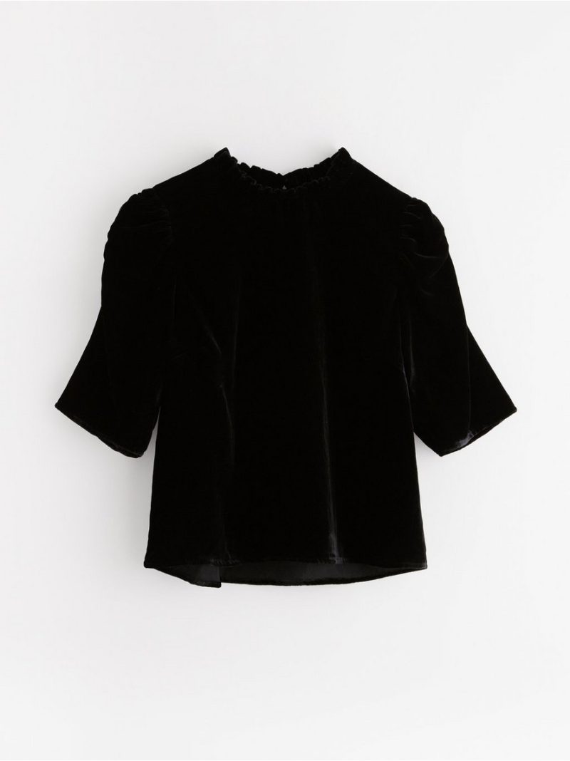 Short-sleeved blouse in velvet - 3003206-80