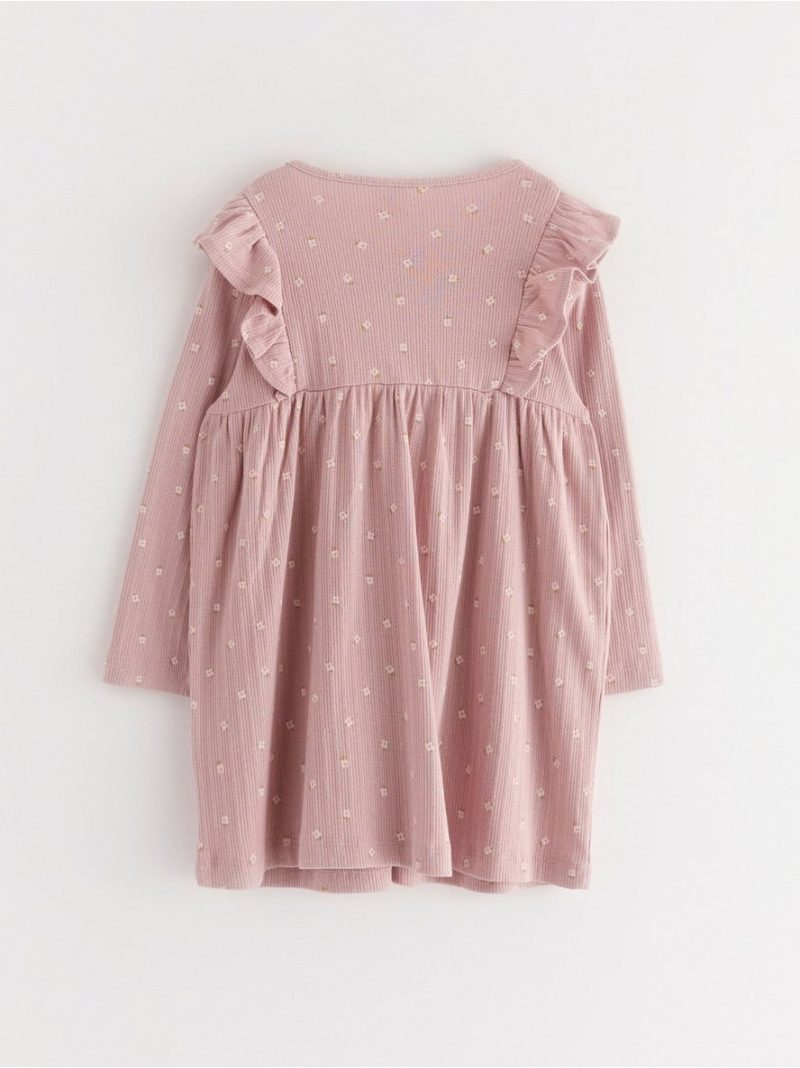 Ribbed dress with frill - 3004164-7736
