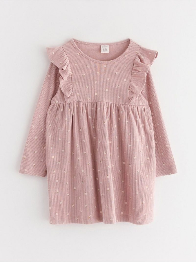 Ribbed dress with frill - 3004164-7736