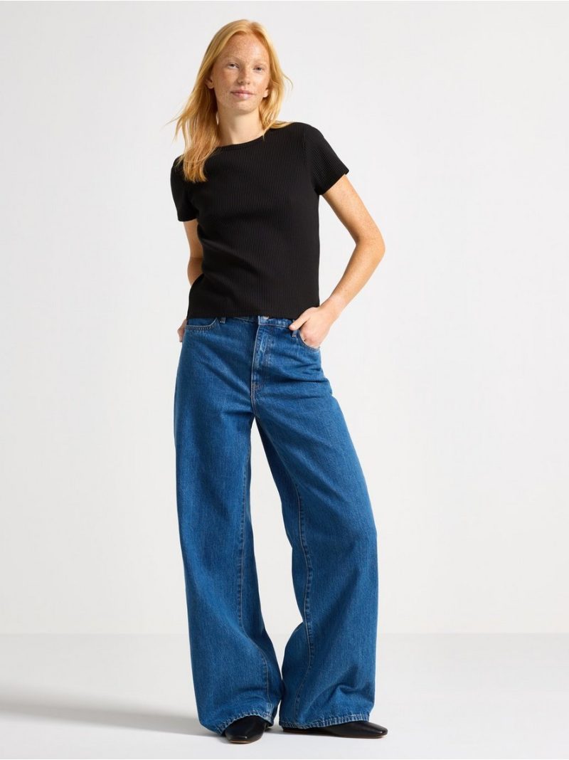 Ribbed short-sleeved top - 3004388-80