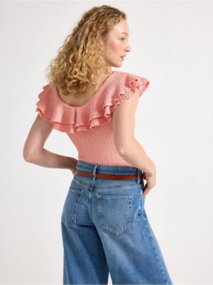 Sleeveless top with flounce - 3006572-8642