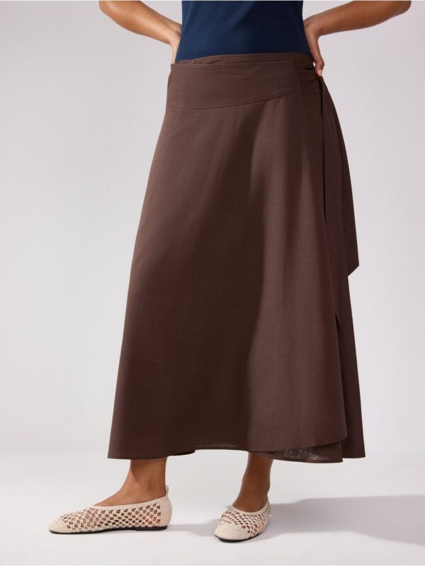 Midi wrap skirt in linen blend - 3000513-7317