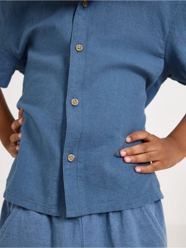 Short-sleeved shirt in linen blend - 3004567-9392