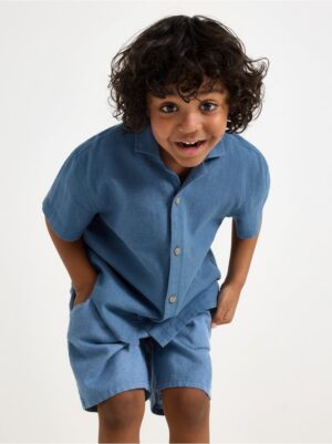 Short-sleeved shirt in linen blend - 3004567-9392
