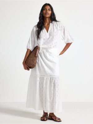 Maxi skirt with broderie anglaise - 3005215-7862