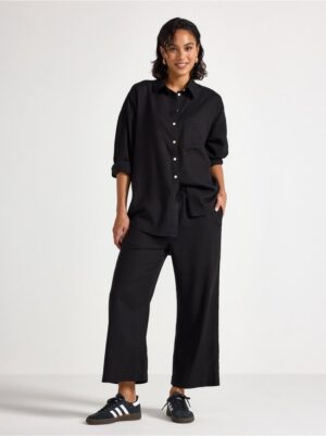 BELLA straight cropped trousers in linen blend - 3005394-80