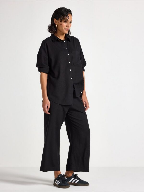 BELLA straight cropped trousers in linen blend - 3005394-80