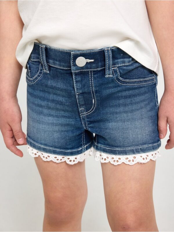 Denim shorts with lace - 3005408-790