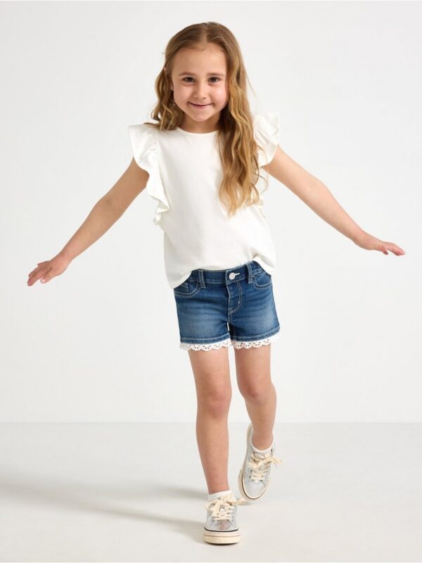 Denim shorts with lace - 3005408-790
