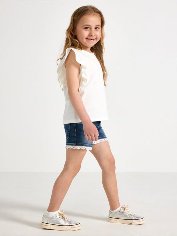 Denim shorts with lace - 3005408-790