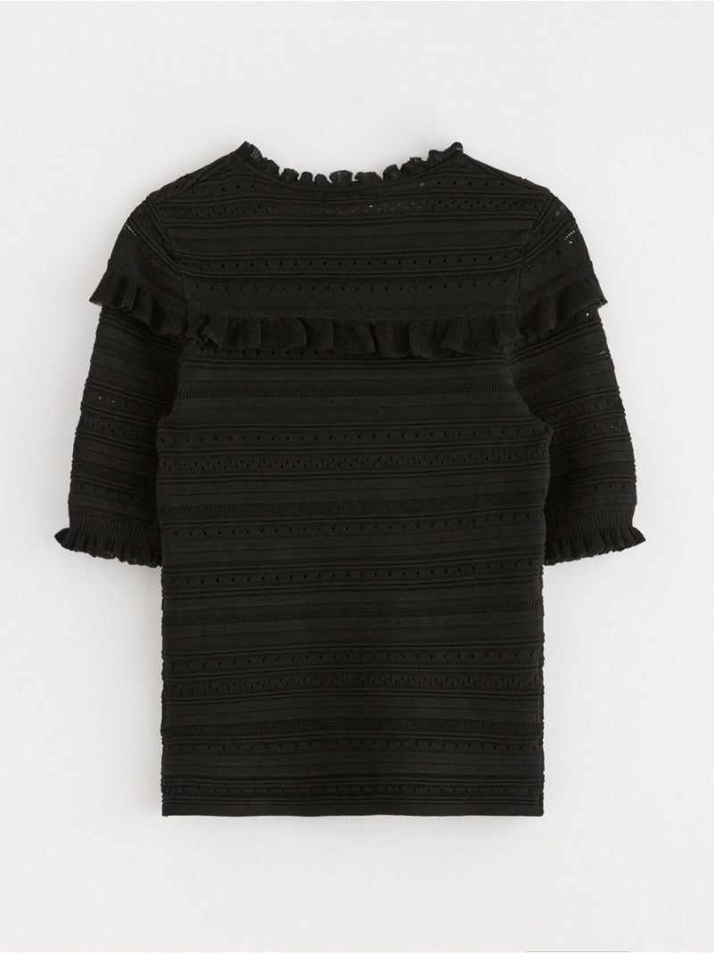 Pattern-knit short-sleeved top - 3005512-80