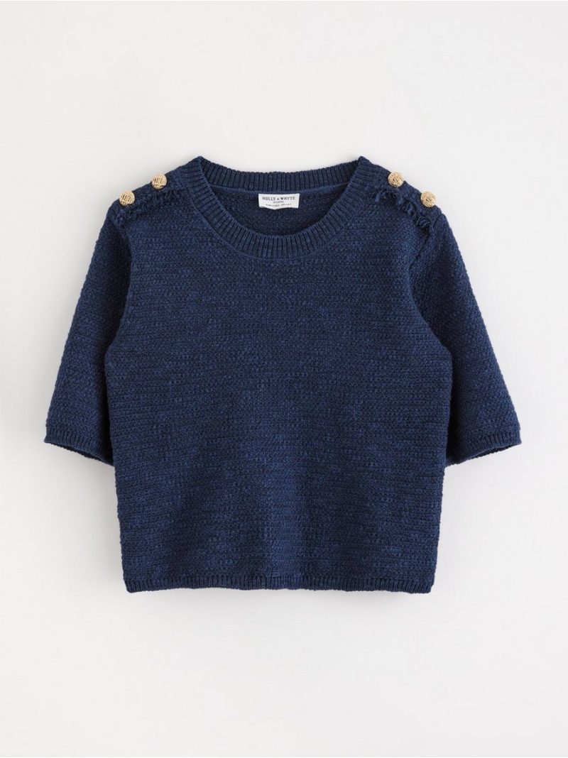 Knitted short-sleeved jumper - 3005515-2150