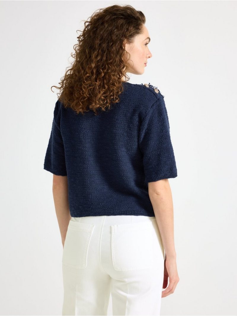 Knitted short-sleeved jumper - 3005515-2150