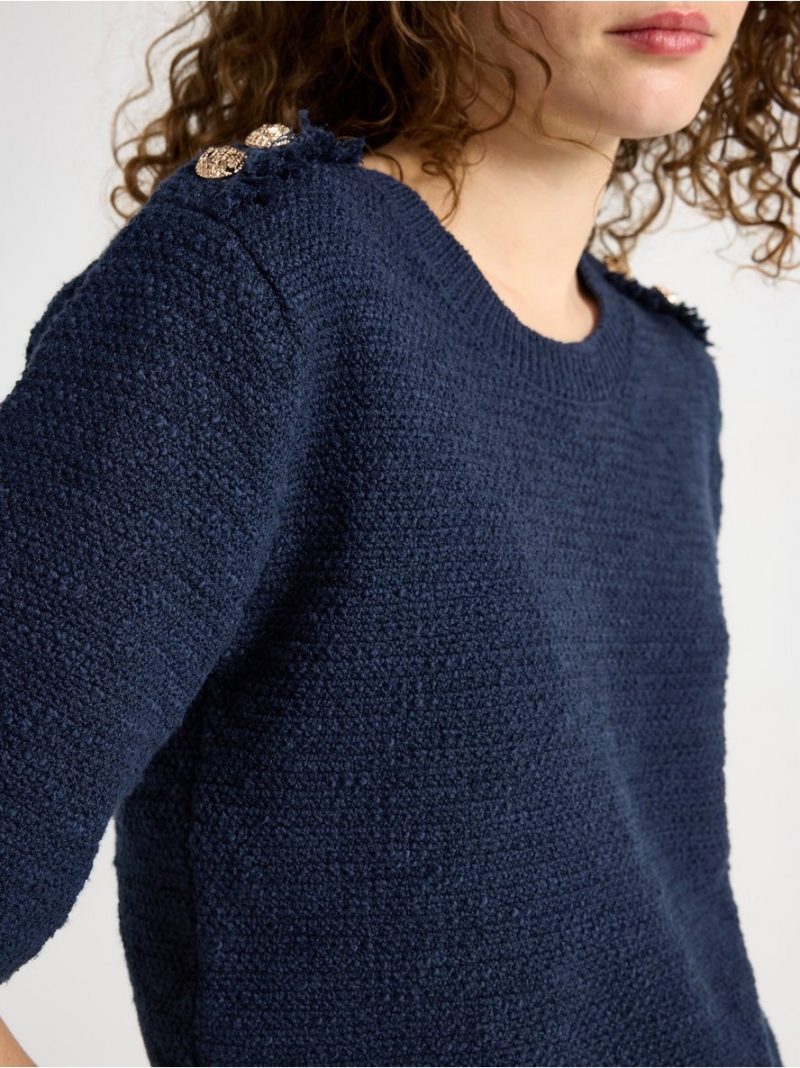 Knitted short-sleeved jumper - 3005515-2150