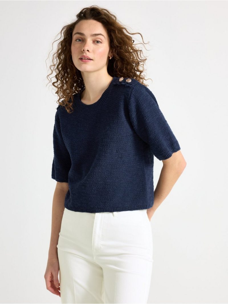 Knitted short-sleeved jumper - 3005515-2150