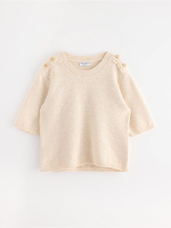 Knitted short-sleeved jumper - 3005515-6809