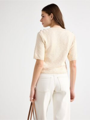 Knitted short-sleeved jumper - 3005515-6809