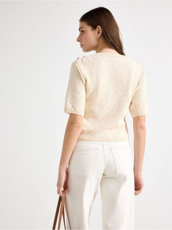 Knitted short-sleeved jumper - 3005515-6809
