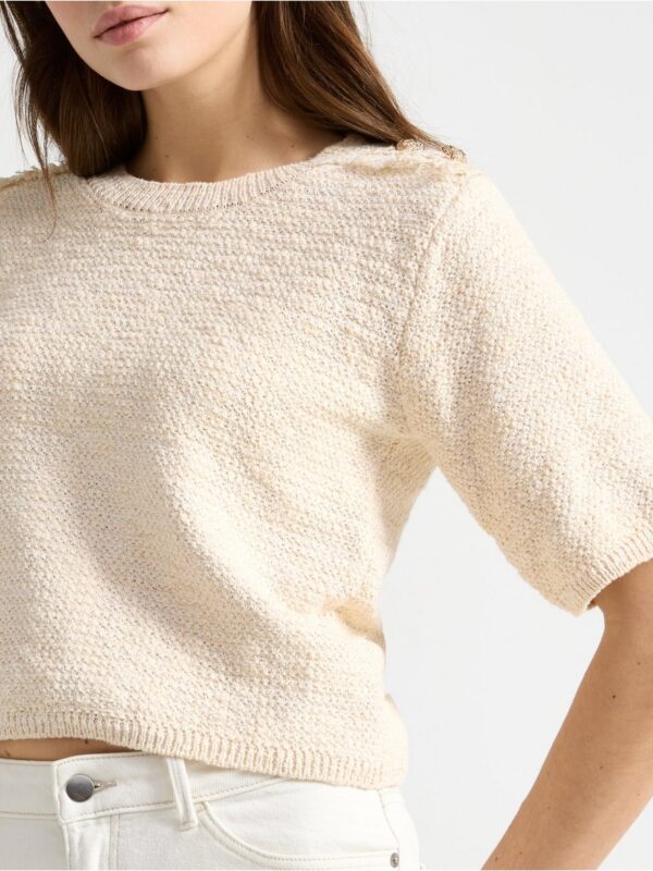 Knitted short-sleeved jumper - 3005515-6809