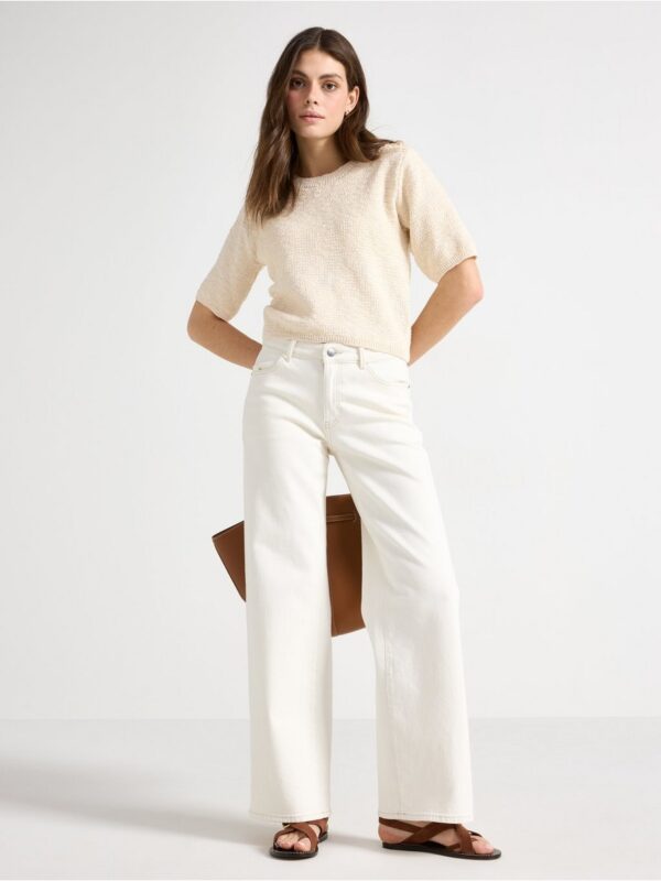 Knitted short-sleeved jumper - 3005515-6809