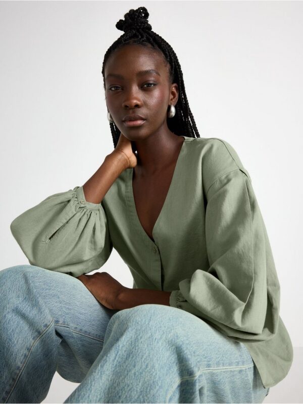 Blouse in linen blend - 3005518-5601