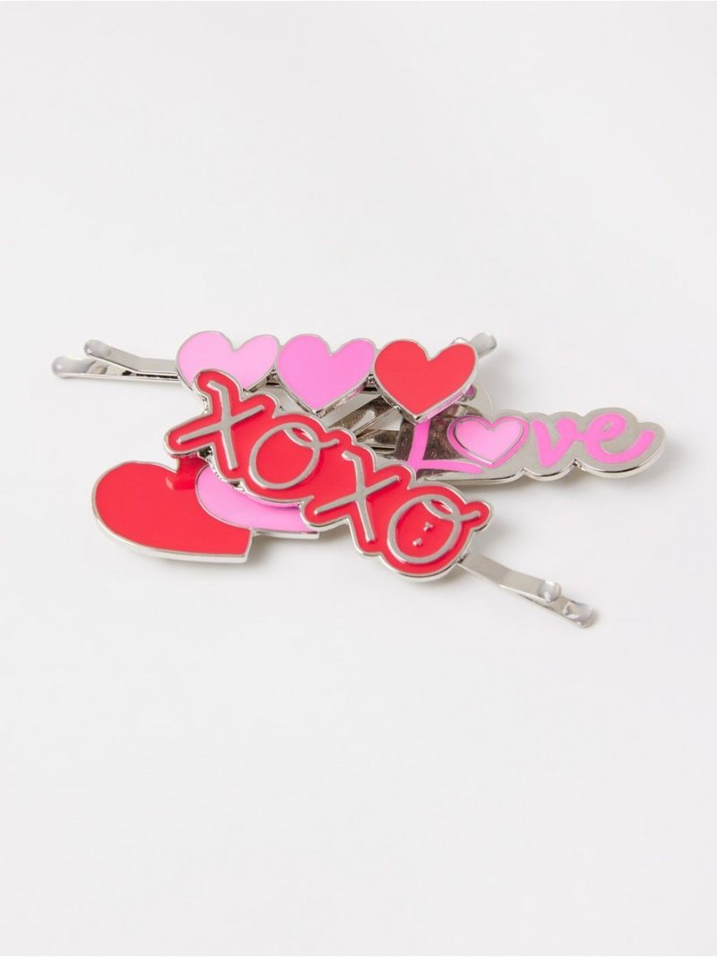 4-pack hair pins with hearts - 3005925-7754