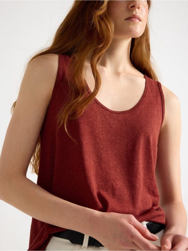 Tank top in linen blend - 3006041-7324