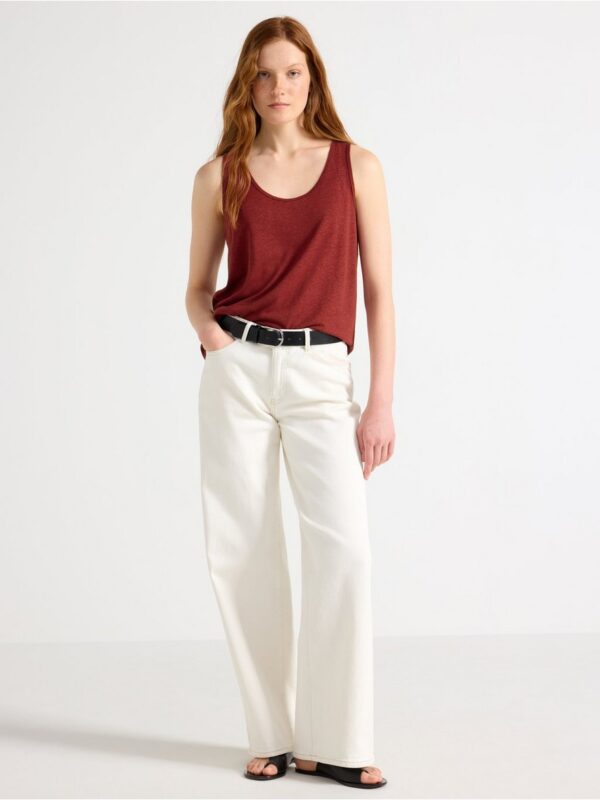 Tank top in linen blend - 3006041-7324