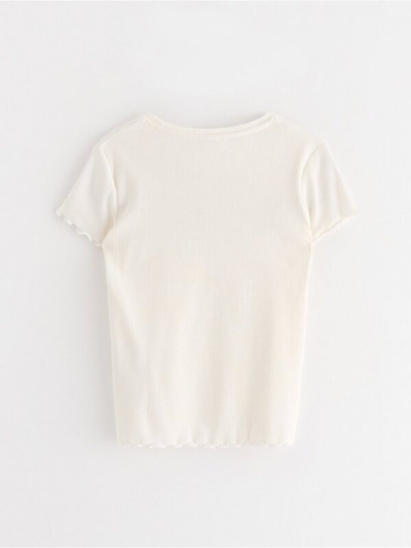 Short-sleeved ribbed top - 3006247-325