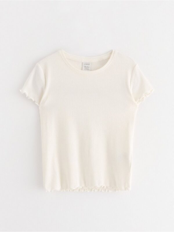 Short-sleeved ribbed top - 3006247-325