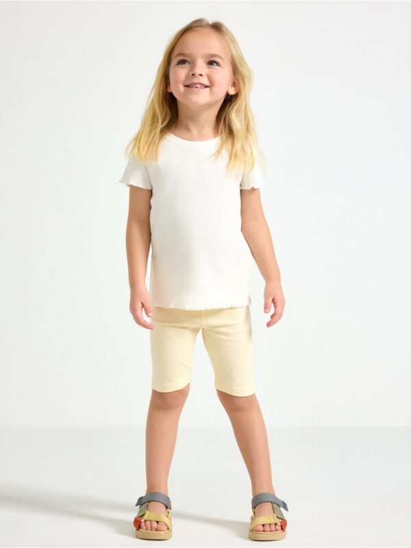 Short-sleeved ribbed top - 3006247-325