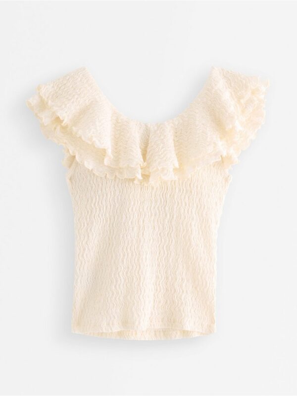 Sleeveless top with flounce - 3006571-300